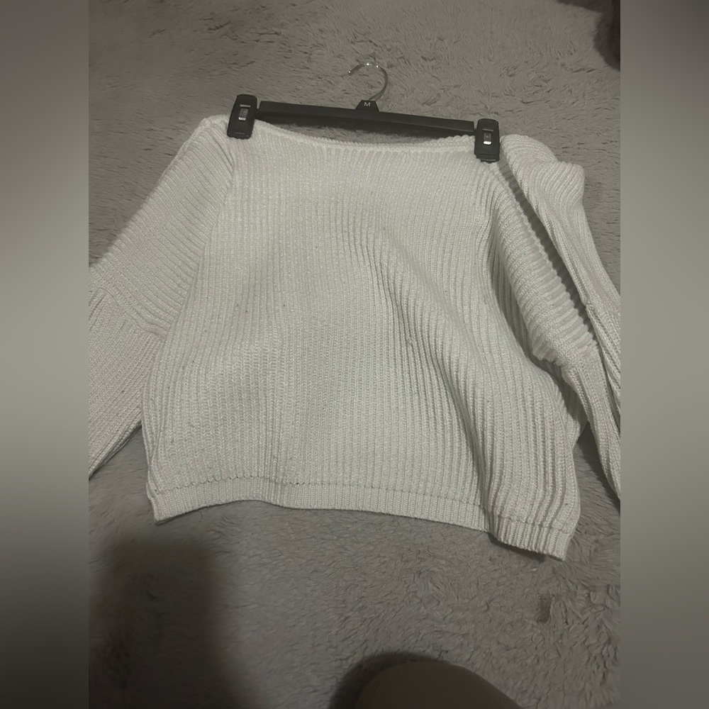 SHEIN cross open back cropped sweater